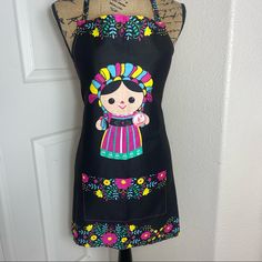 Mexican Doll Colorful Waterproof Apron New Without Tags Treat Yourself Or Gift It To A Friend Great Birthday Gift /Mother Day Gift Or Appreciation Gift Mexican Attire, Circus Halloween Costumes, Waterproof Apron, Mexican Doll, Blue Cargo Pants, Batman Costume, Black Fig, Mother Day Gift, Plush Bags