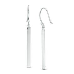 Sleek and simple, these fashion drop earrings cater to her refined taste. Crafted in sterling silver, each polished linear bar dangle catches and reflects light, taking her look to the next level. Buffed to a brilliant luster, these earrings secure with French wire backs. Artisan Earrings, Tiny Studs, Tiny Stud Earrings, Triangle Earrings, French Wire, Silver Prices, Valentines Jewelry, Bar Earrings, Jewelry Online Shopping