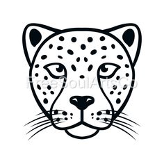 a black and white drawing of a leopard's face