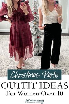 Looking for the perfect Christmas outfit that combines elegance and style? Our chic Christmas outfit ideas for holiday parties are perfect for women over 40. Discover festive party outfit inspiration, from classic dresses to sophisticated separates, all while embracing timeless women's fashion that will make you feel confident and stylish this holiday season. Women’s Christmas Photo Outfit, Women’s Holiday Card Outfit, Holiday Party Outfit Pregnant, Christmas Party Dress For 60+, Work Christmas Party Outfit 2022, Chic Christmas Outfit, Christmas Outfit Ideas For Women, Christmas Party Outfit Ideas, Casual Christmas Party