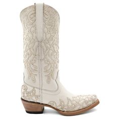 Did someone say wedding day boots? The Starlight is the perfect pair of boots to help you get down that aisle! What's better is they are the gift that keeps on giving and can be worn as a dress boot for many events to come. Size: 6 M.  Color: Off-White.  Gender: female.  Age Group: adult. Bridal Cowgirl Boots, Cowboy Casual, Boots Mid Calf, Dress Boot, Wedding Boots, Glitter Boots, Boots Square Toe, Gogo Boots, Womens Stilettos