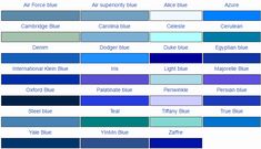 the color chart for different shades of blue