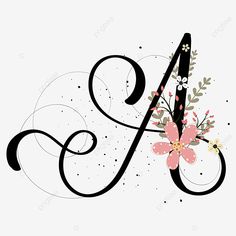 the letter is decorated with flowers and leaves, font, alphabet, floral png and psd