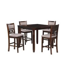 Gary 42 Inch 5 Piece Counter Table Set, Cherry Brown By Casagear Home Luxury Dining Table, New Classic Furniture, Cherry Brown, Solid Wood Chairs, Wood Chairs, Counter Height Dining Table, Counter Table, Counter Height Table, Counter Chairs