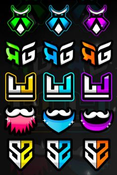 the logo design for an upcoming video game, grr gyro is shown in different colors and shapes