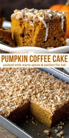 this pumpkin coffee cake is packed with warm spices and perfect for fall