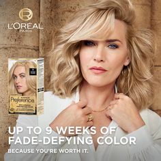 Preference’s Superior Fade-Defying Color & Shine system creates luminous, lit-from-within color, with natural-looking highs & lows, and beautiful gray coverage. With up to 8 weeks of fade-defying color, rich, long-lasting color shines from every strand and resists fading or turning brassy week after week. The kit also includes a color protective Color and Shine Conditioner formulated with Golden Camelina Oil, Anti-Oxidant Vitamin E and UV filter to help keep first day color vibrancy and silky, r Blond Ash, Camelina Oil, Medium Ash Blonde, Dark Ash Blonde, Dark Auburn, Covering Gray Hair, At Home Hair Color, Light Ash Blonde, Dark Mahogany