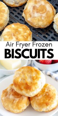 air fryer frozen biscuits on a white plate