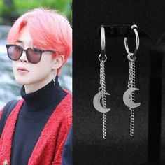 Jimin Earrings, Bts Earrings, Grunge Party, Kpop Earrings, Earring Long, Unisex Earrings, Long Tassel Earrings, Fashion Jewelry Earrings, Moon Earrings