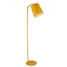 a yellow floor lamp on a white background