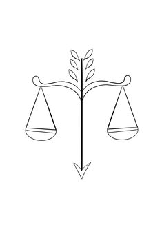 a line drawing of a balance scale with an arrow pointing to the opposite side and another one on the opposite side