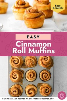 cinnamon roll muffins with the title easy cinnamon roll muffins