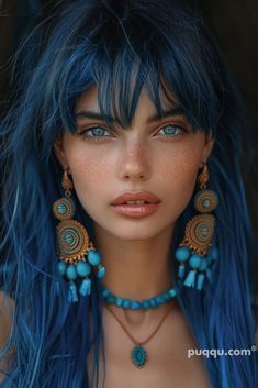 Blue Fashion Color Hair, Female Character Inspiration Blue Hair, Blue Hair Woman Art, Blonde Boy Aesthetic, Wedding Ponytail Hairstyles, Bright Blue Hair Aesthetic, Blonde Balayage Bob, Hair Mask For Damaged Hair