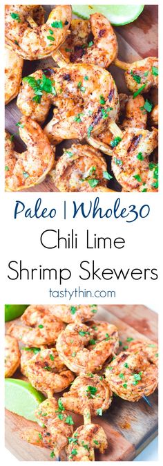 grilled shrimp skewers with parsley on top