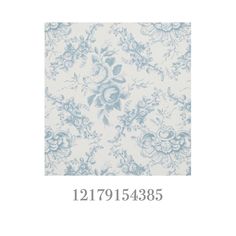 a blue and white wallpaper pattern with flowers on the bottom, and an image of a