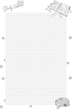 a graph paper with an image of a hippo on it and the words study time written