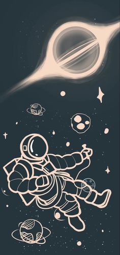 an astronaut floating in space next to planets