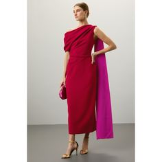 Red (Self: 68% Acetate, 32% Polyester. Lining: 34% Silk, 66% FSC Viscose). Cocktail Dress. One shoulder neck. Sleeveless. Back zipper clsoure. 52.5" from shoulder to hemline. Imported. Dress One Shoulder, Red Cocktail Dress, Rent The Runway, Closet Designs, Pink Print, One Shoulder, Cocktail Dress, Silk, Luxury Fashion