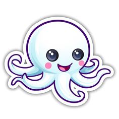 an octopus sticker with big eyes and a smile on it's face is shown