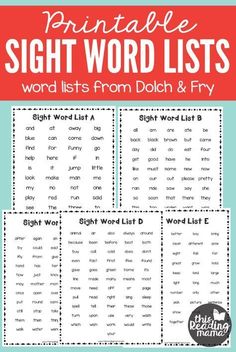 the printable sight word lists are great for kids to practice their sight words with