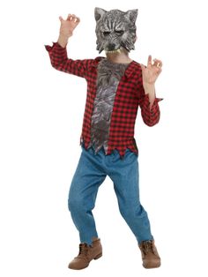 a young boy wearing a costume with a cat on his head and hands in the air