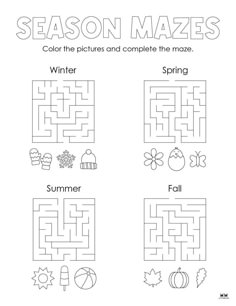the seasons mazes worksheet for kids to help students learn how to use it