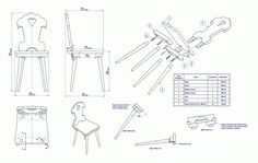 the diagram shows how to make an easy chair with legs and arms, as well as instructions