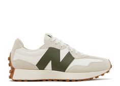 327 'Oatmeal Oak Green' - New Balance - MS327ASN - oatmeal/moonbeam/off white/grey/oak green | Flight Club Green New Balance, Adidas Yeezy Slide, Yeezy Black, New Balance Outfit, Blue Jordans, Flight Club, Nike Air Jordan 11, Adidas Samba Og, New Balance 327