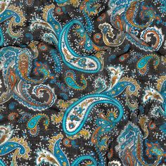 a black and blue paisley print fabric