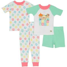 Finally Cocomelon jammies are here! These adorable cotton pajamas for toddlers feature the much loved Cocomelon crew of JJ, TomTom and YoYo. There are two pair included here. They are designed to be a snug fit to comply with safety regulations. If between sizes, order up. This set gives you a lot of options, depending on the weather, as all pieces can be worn as a mix-and-match. Size: 4T.  Color: Green.  Gender: female.  Age Group: toddler. 4th Birthday Party For Boys, 80s Boys, 90s Boys, Funshine Bear, Games For Boys, Bear Costume, Toddler Pajamas, Cotton Pajamas, Aesthetic Boys