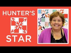 a woman smiling in front of a red background with the words hunter's star