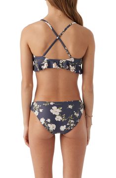 A flouncy peplum lends playful energy to this kid-size two-piece covered in a tropical print. 82% recycled polyamide, 18% elastane Hand wash, dry flat Imported Walker Shoes, Floral Peplum, Holiday Pajamas, Swimsuit Models, Platform Slippers, Denim Leggings, Skin Care Women, Swimsuit Cover, Comfortable Dress