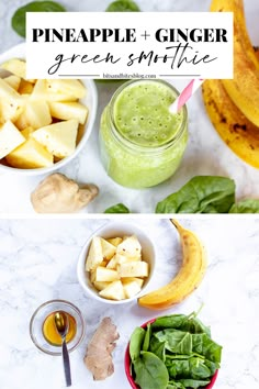 I love starting my day with a healthy green smoothie recipe and this pineapple ginger smoothie is one of my favorite immune-boosting smoothie recipes. Pineapple Ginger Smoothie, Ginger Green Smoothie, Pineapple Ginger, Veggie Smoothies, Green Smoothie Recipe, Healthy Green Smoothies, Spinach Smoothie