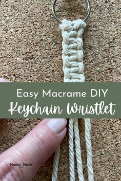 a hand holding an easy macrame diy keychain