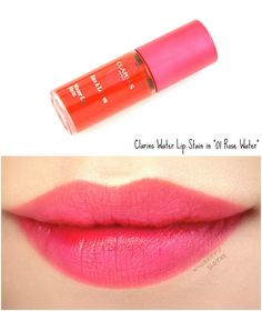 Clarins | Water Lip Stain in "01 Rose Water": Review and Swatches Revlon Lipstick Swatches, Makeup Lips Matte, Revlon Lipstick, 20 Makeup, Makeup Wishlist