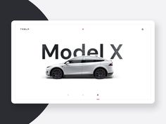 a white car with the word model x on it's side and an image of a