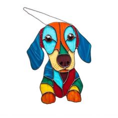 a stained glass dachshund dog ornament