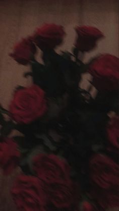 a bunch of red roses sitting on top of a table