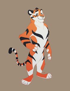 an orange and white tiger standing on its hind legs