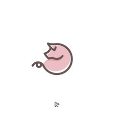 an image of a pig sleeping on its back with the letter p in it's mouth