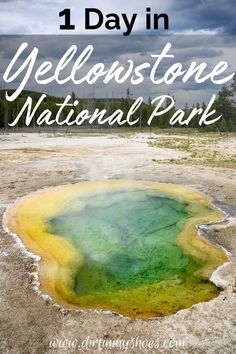 yellowstone national park with text overlay that reads, 1 day in yellowstone national park