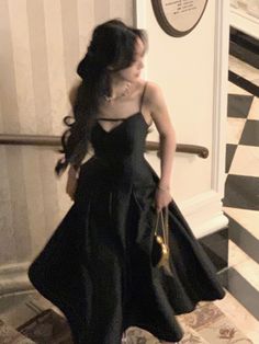 Elegant Solid Princess Evening Party Dress French Romantic Black Big Hem Graduation Dresses Korean Korean Summer, Black Princess, Graduation Dresses, Summer Party Dress, Fairy Dress, Evening Party Dress, Glamorous Evening Gowns, Flowing Maxi Dress, Summer Outfits Women