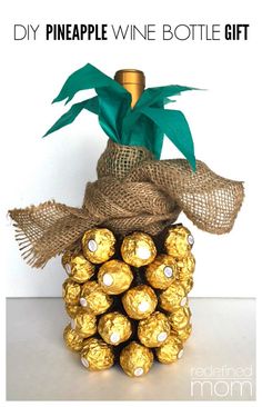 a pine cone filled with chocolates wrapped in burlocks