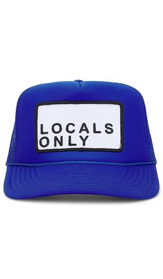 Find Friday Feelin Locals Only Hat In Blue on Editorialist. Friday Feelin Locals Only Hat in Blue. Friday Feelin Locals Only Hat in Blue. 100% polyester. Made in Myanmar. Adjustable snapback closure. Locals Only patch at front. Brim measures approx 3 in length OS measures approx 23.55 in circumference. TFRI-MA14. LOCALS ONLY. Trendy Blue Snapback Trucker Hat, Blue Flat Brim Snapback Hat For Summer, Adjustable Blue Trucker Hat, Blue Adjustable Trucker Hat, Casual Blue 5-panel Trucker Hat, Blue Trucker Snapback Hat, One Size Fits Most, Adjustable Blue Trucker Baseball Cap, Blue Adjustable Trucker Baseball Cap, Trendy Blue Snapback Hat, One Size Fits Most