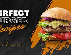 a hamburger with lettuce, tomato and onion on it next to the words perfect burger recipes