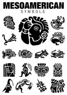 the mexican symbols and their meanings are shown in black on white, as well as an image