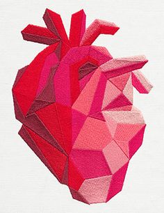 a red heart shaped object is shown on a white paper background with the shape cut out to look like an origami heart