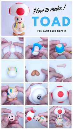 how to make a toad fondant cake topper - step by step instructions and pictures