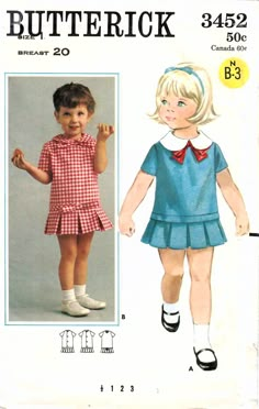 a child's dress and top sewing pattern from butterick