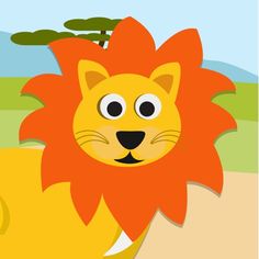 a cartoon lion is standing in the grass